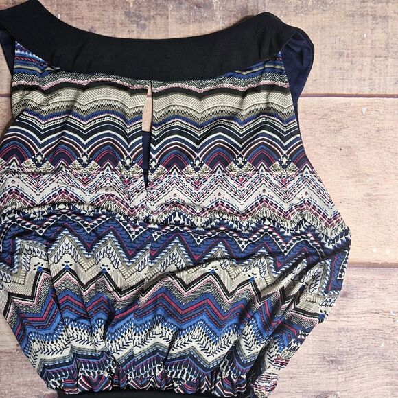 R&M Richards Maxi Dress Size 18W Chevron Blue - Picture 8 of 8